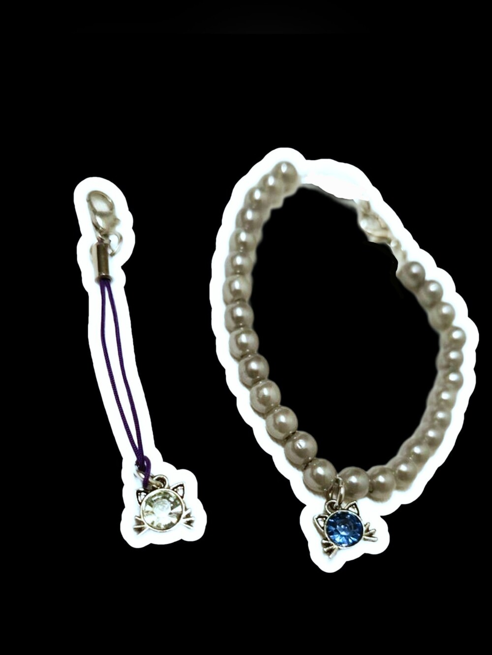 🖤Handmade Cat Charm Bracelet And Cat Charm Keychain Charm